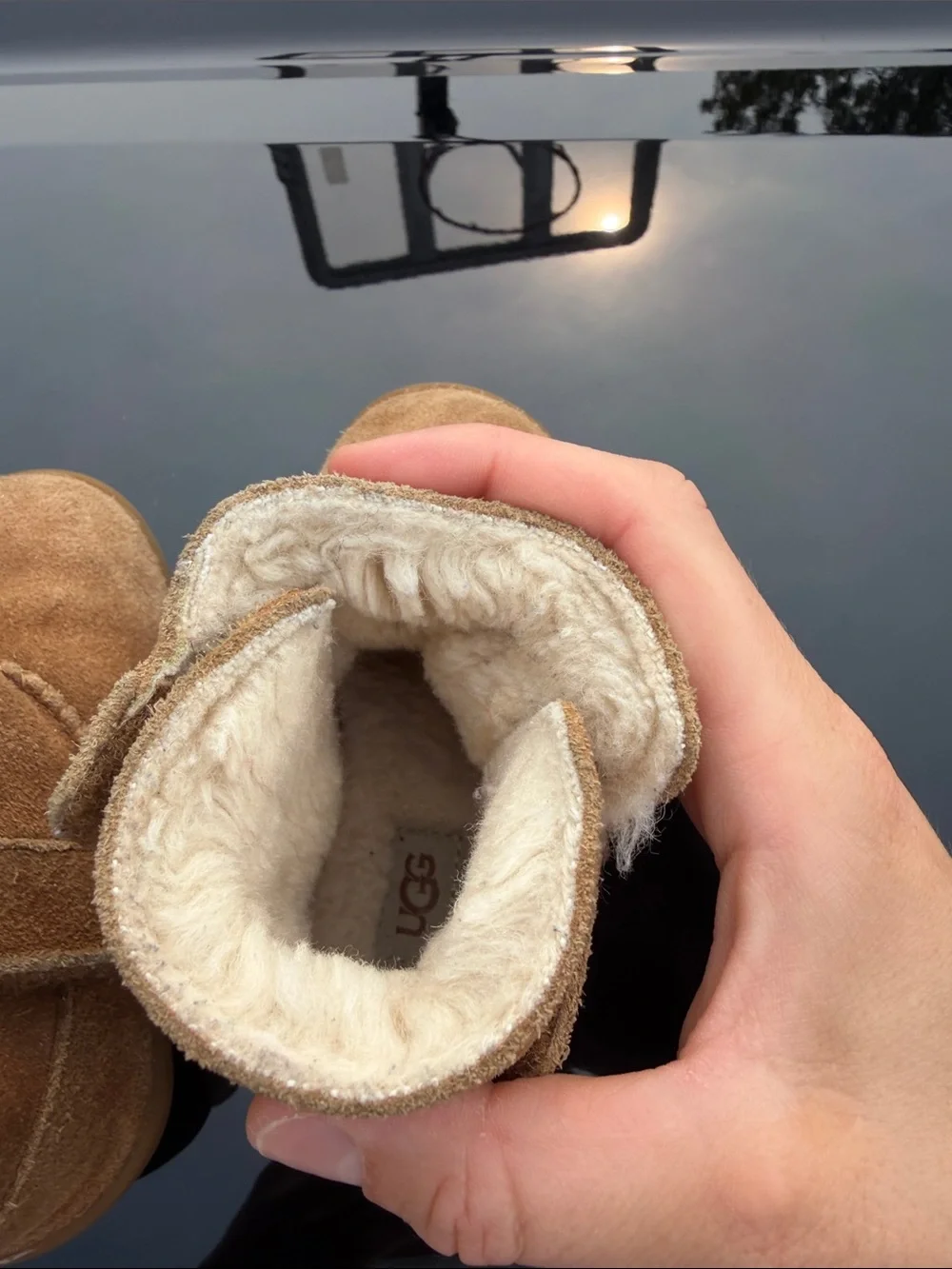 UGG Kids Chestnut Suede Shearling Boot